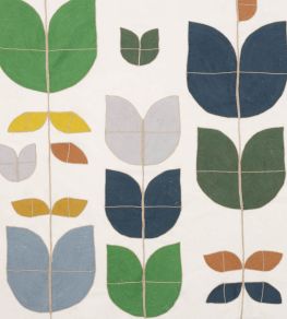 Happy Flowers Fabric by Christopher Farr Cloth Dark Indigo