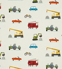 Just Keep Trucking Fabric by Harlequin Tomato/Marine/Gecko