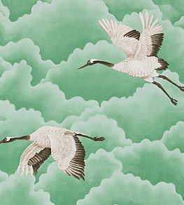 Cranes in Flight Wallpaper by Harlequin Emerald