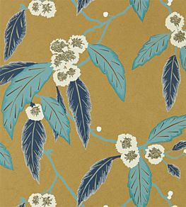 Coppice Wallpaper by Harlequin Navy/Lagoon/Gold