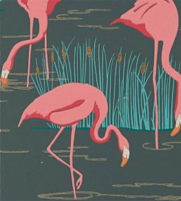 Salinas Wallpaper by Harlequin Ebony/Coral/Lagoon