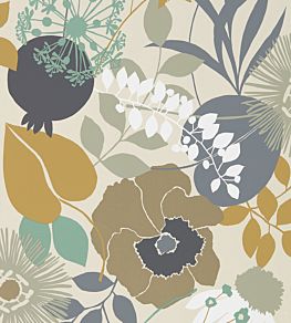 Doyenne Wallpaper by Harlequin Ochre/Stone/Mint