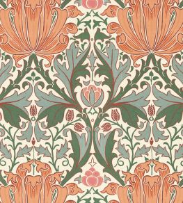 Helena Wallpaper by Morris & Co Peach/Teal