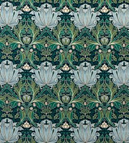 Helena Velvet Fabric by Morris & Co Indigo/Boughs