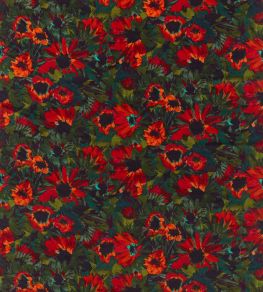 Helianthus Velvet Fabric by Harlequin Vermillion / Harrisa / Fig Leaf