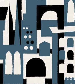 Hey! Manhattan Wallpaper by Mini Moderns Washed Denim