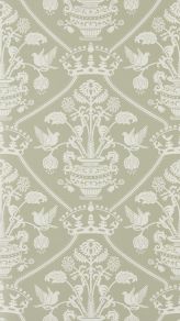 Highgrove Damask Wallpaper by Sanderson Silver Green