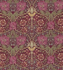 Honeysuckle & Tulip Fabric by Morris & Co Wine/Bayleaf