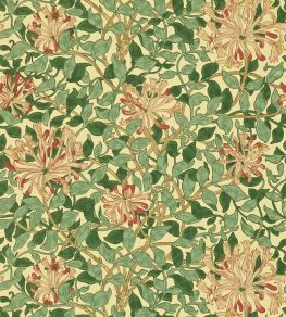 Honeysuckle Wallpaper by Morris & Co Green/Coral/Pink