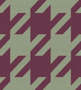 Houndstooth Mural by Eijffinger Burgundy Pistache
