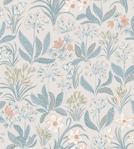 Huset I Solen Wallpaper by Sandberg Folklore Blue