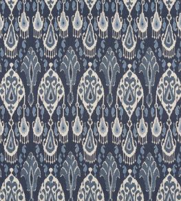 Ikat Bokhara Linen Fabric by GP & J Baker Indigo