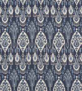 Ikat Bokhara Linen Fabric by GP & J Baker Indigo