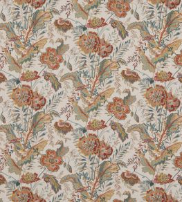 Indienne Flower Fabric by GP & J Baker Red / Teal