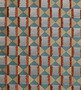 Charleston Fabric by James Hare Teal/Orange