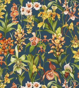 Kalina Wallpaper by Harlequin Midnight / Baked Terracotta / Nectar