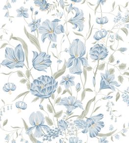 Karins Bukett Wallpaper by Sandberg Sky Blue