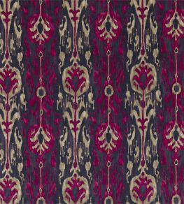 Kashgar Velvet Fabric by Zoffany Charcoal/Cerise