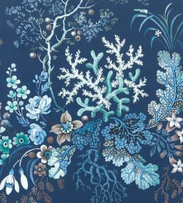 Kilburn's Coral Wallpaper by 1838 Wallcoverings Ocean Blue