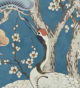 Kyoto Blossom Mural by 1838 Wallcoverings Prussian Blue