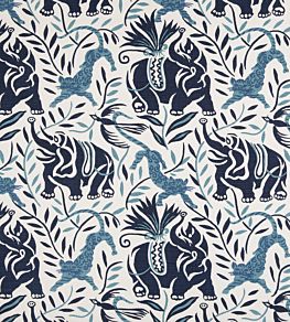 La Jungle Fabric by Christopher Farr Cloth Dark Indigo