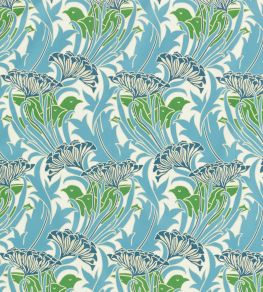 Laceflower Fabric by Morris & Co Garden Green/Lagoon