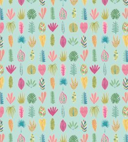 Leaf Boogie Wallpaper by Ohpopsi Aqua & Raspberry