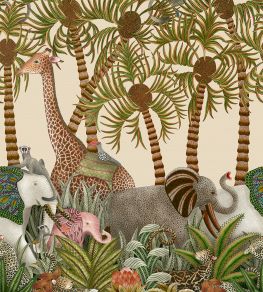 Letaba March Grasscloth Wallpaper by Cole & Son Spring Green & Ginger on Cream