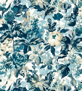 Lilum Wallpaper by Clarke & Clarke Denim/Ivory