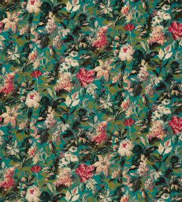 Lilum Velvet Fabric by Clarke & Clarke Peacock