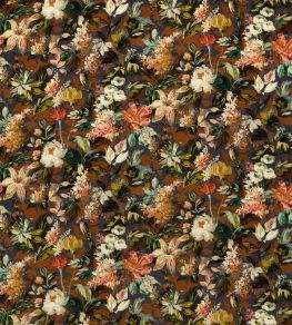 Lilum Velvet Fabric by Clarke & Clarke Russet/Noir