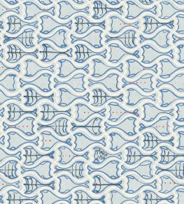 Make Fish Wallpaper by Christopher Farr Cloth Cobalt