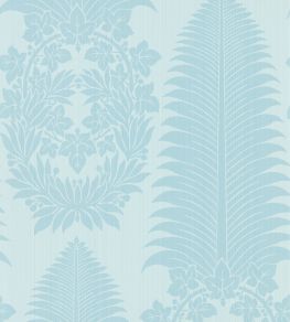 Marsden's Palm Damask Wallpaper by Zoffany Blue Stone