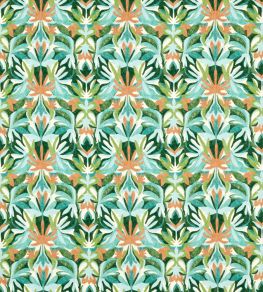 Melora Outdoor Fabric by Harlequin Fig Leaf/Paprika/Azul