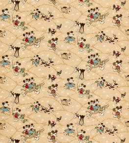 Mickey At the Farm Fabric by Sanderson Butterscotch