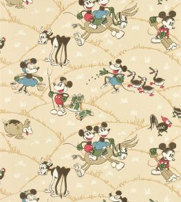 Mickey At the Farm Wallpaper by Sanderson Butterscotch