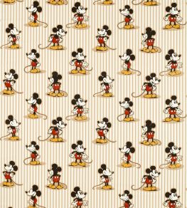 Mickey Stripe Fabric by Sanderson Peanut