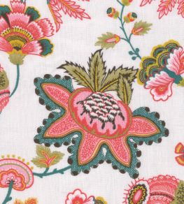 Midsummer Floral Embroidered Fabric by MINDTHEGAP Taupe Pink