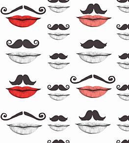 Moustache and Lips Wallpaper by MINDTHEGAP Pale