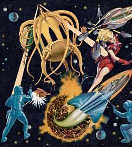 Sci Fi Pulp Wallpaper by MINDTHEGAP Blue