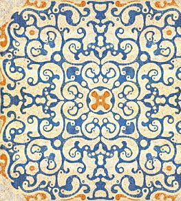 Spanish Tile Wallpaper by MINDTHEGAP Blue, Orange