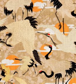 Birds Of Happiness Wallpaper by MINDTHEGAP Black, Orange, Taupe