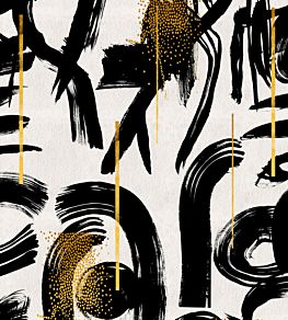 Gestural Abstraction Wallpaper by MINDTHEGAP Black, White, Gold