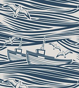 Whitby Wallpaper by Mini Moderns Washed Denim