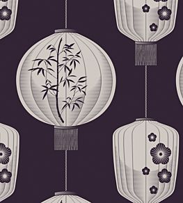 Lucky Lantern Wallpaper by Mini Moderns Winter Plum