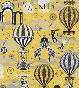 Pleasure Gardens Wallpaper by Mini Moderns Mustard & Silver