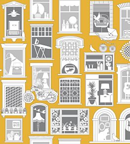 One Day Wallpaper by Mini Moderns Mustard