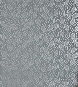 Leaves Wallpaper by MissPrint Graphite with Silver