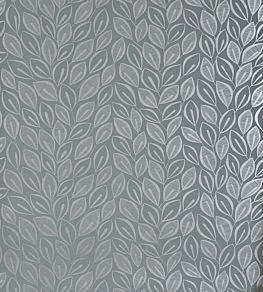 Leaves Wallpaper by MissPrint Graphite with Silver