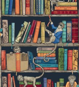 Monkey Library Wallpaper by Brand McKenzie Colourful Blue